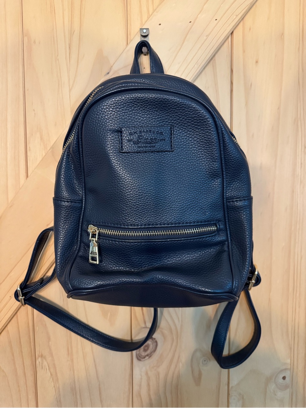 Bass Navy Blue Pebbled Leather Mini Backpack
